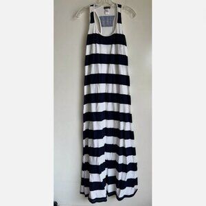 TOMMY BAHAMA Racerback Striped Sleeveless Maxi Dress Size XS White & Navy Blue